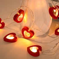 Romantic Love Heart String Lights - Valentine's Day & Wedding Decor - DIY Wood Garland Fairy Lights - Perfect for Love Celebrations