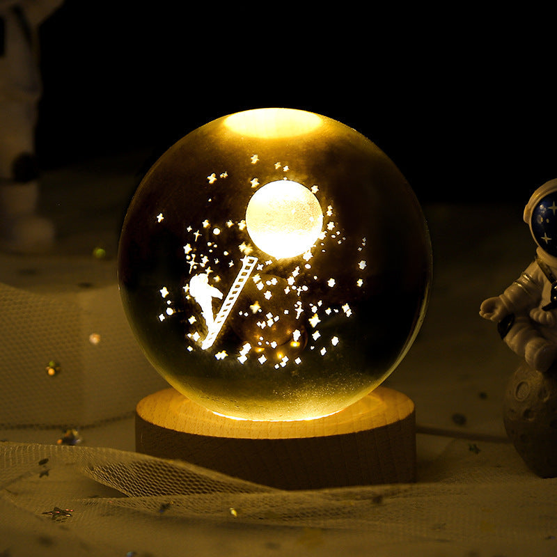 Luminous Starry Sky And Planets Moon Moon Crystal Ball Small Night Lamp Projection Ambience Light Creative Gift New Strange Gift What Else You Got?