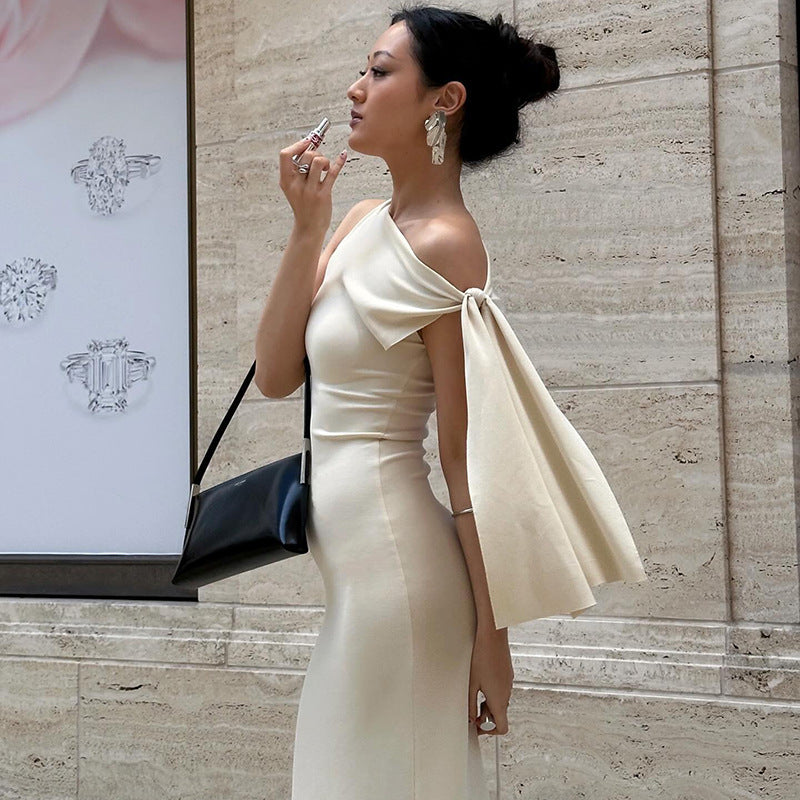 One‑Shoulder Ribbon Long Dress What Else You Got?