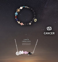 Natural Stone Zodiac Necklace & Bracelet Set – All 12 Signs | Spiritual Jewelry Gift