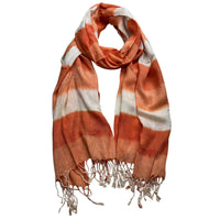 Coral Abstract Printed Scarf – Flowy Fringed Casual Scarf for Women & Men