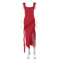 Elegant Midi Dress with Raw-Edge Selvedge Stitching - Feminine & Affordable