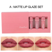 3-Piece Matte Lip Gloss Set – Long-Lasting Non-Stick Mineral Formula