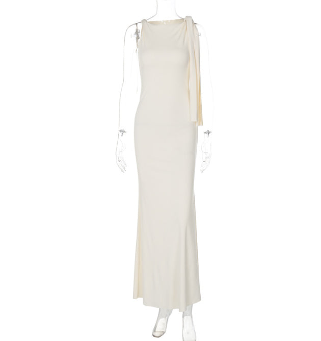 One‑Shoulder Ribbon Long Dress What Else You Got?