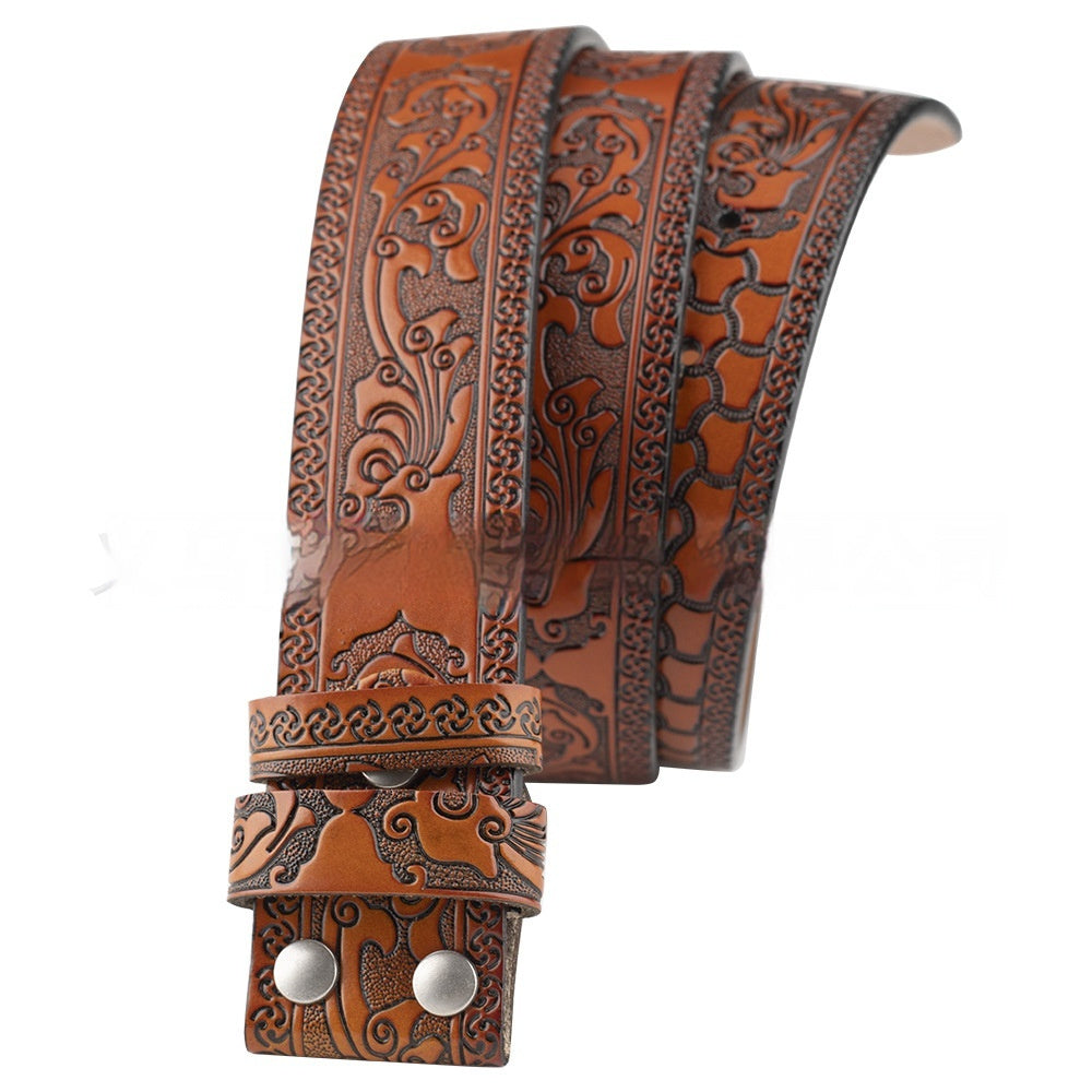 Embossed Belt Without Buckle Smooth Leather Belt What Else You Got?