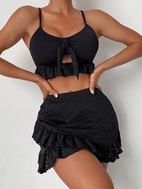 Graceful & Modest 3-Piece Swim Set with Ruffle Design - Summer Beachwear for Women