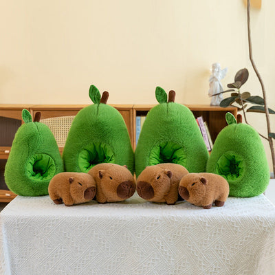 Adorable Capybara & Avocado Plush Pillow – Soft Stuffed Animal Cushion Gift for Kids & Animal Lovers