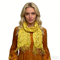 2pcs Sunshine Yellow Crinkle Blend Scarf - Beach Vacation Essential