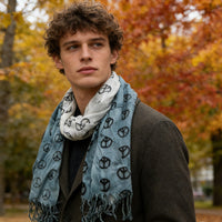 2pcs Understated Elegance Subtle Pattern Scarf - Grey Printed Scarf