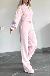 Divine Comfort Set: Elegant Lapel Shirt & Soft Hoodie for Women in Cotton