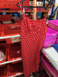 Women's Polka Dot Suspender Dress – Long Slit Summer Dress