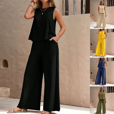 Elegant Christian Women's Two-Piece Casual Suit Set - Spring Summer Outfit in Multiple Colors
