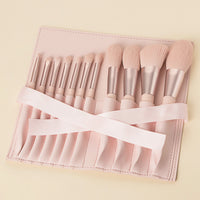 11-Piece Christian Makeup Brush Set - Elegant Wooden Handles & Gift-Ready Pink Bag