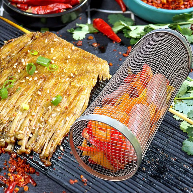 Rolling Grilling Basket – Stainless Steel Rotating BBQ Cylinder for Vegetables, Meats & Outdoor Cooking What Else You Got?