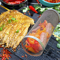 Rolling Grill Basket – Stainless Steel Rotating BBQ Basket for Meat & Vegetables