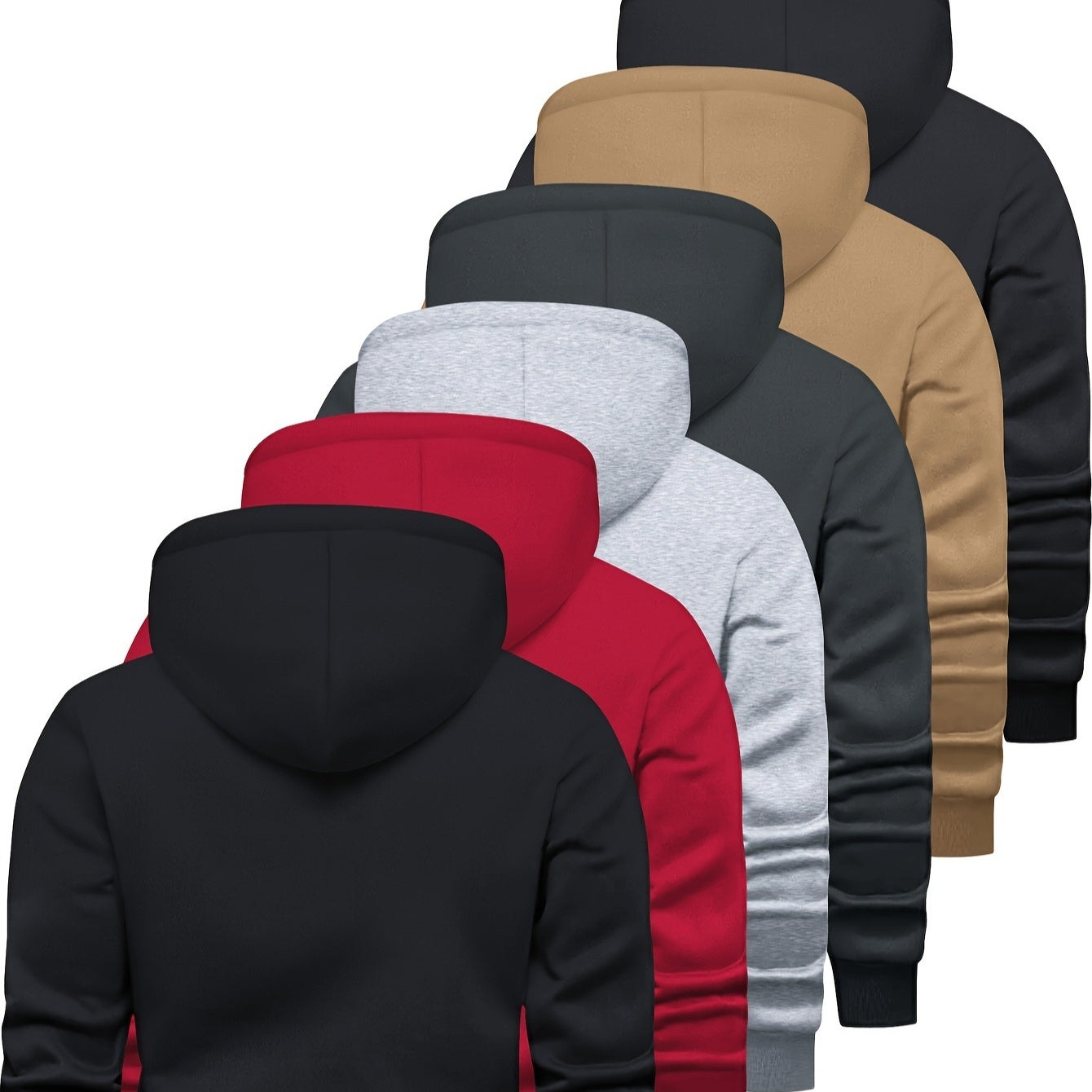 6‑Piece Men’s Solid Color Hooded Sweatshirt Set – Long‑Sleeve Trendy Pullover Hoodie (XS–3XL) What Else You Got?