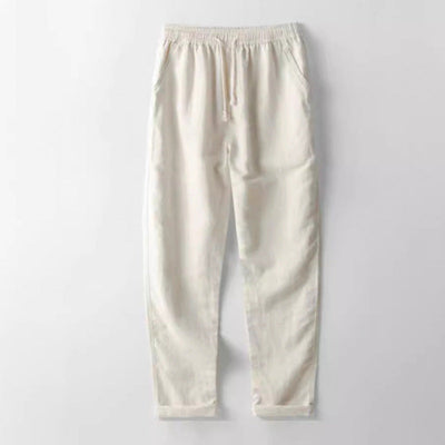 Men's Breathable Cotton Linen Casual Pants – Stand Collar Trousers for Office & Everyday Style
