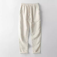 Men's Breathable Cotton Linen Casual Pants – Stand Collar Trousers for Office & Everyday Style