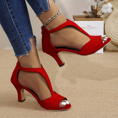 Women's High Heeled Fish Mouth Sandals with Zipper Closure - Summer Dressy Open Toe Footwear What Else You Got?