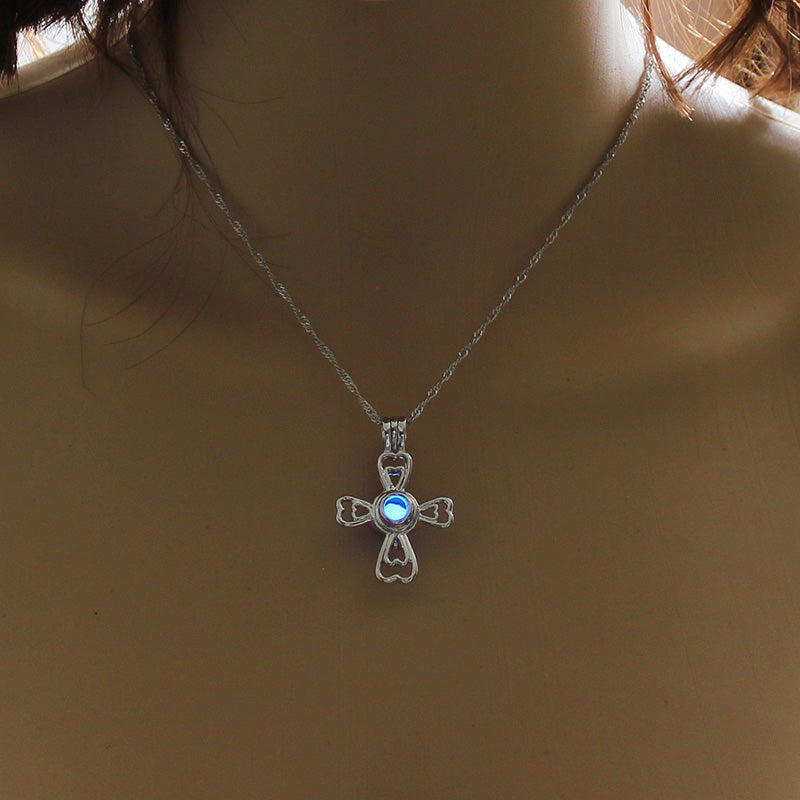 Multi-colored glow-in-the-dark Lucky clover hollow out DIY necklace What Else You Got?