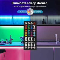 RGB LED Strip Lights 5050 Bluetooth App Control - Music Sync Room & TV Backlight