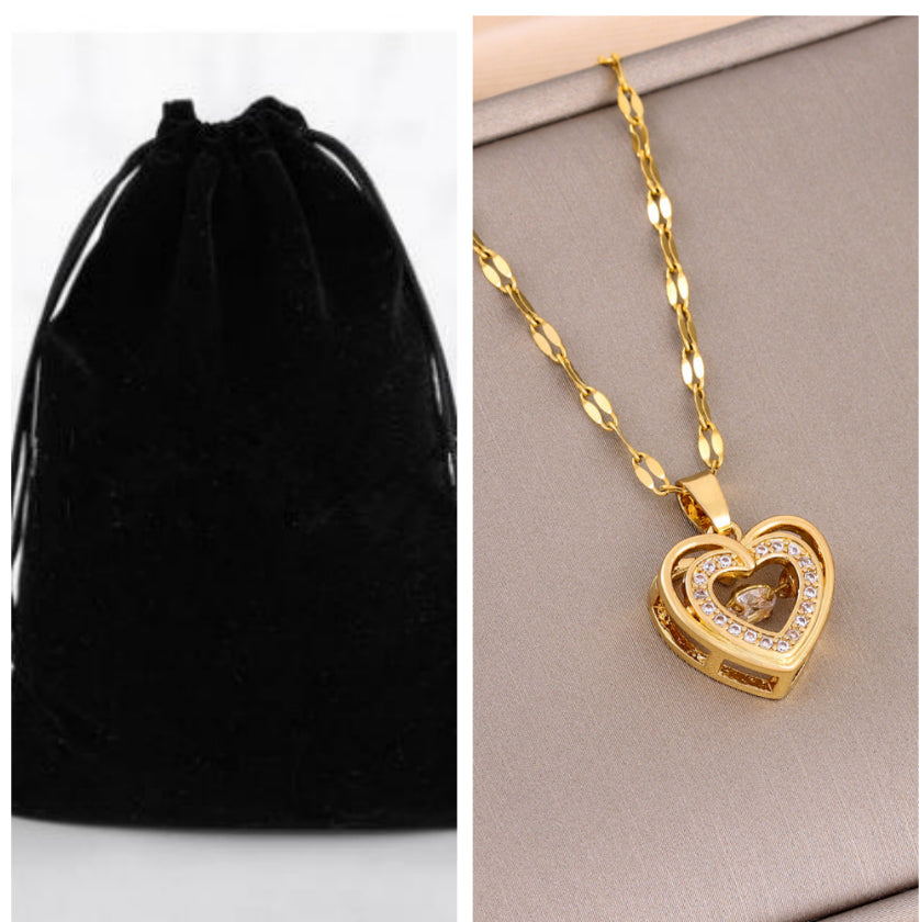 Double-layer Love Necklace With Rhinestones Titanium Steel Pendant Fashion Jewelry Woman Valentines Day Gift What Else You Got?