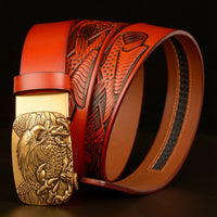 Men's Automatic Eagle Head Buckle Belt - Fashion Leather Belt with Bold Statement Buckle