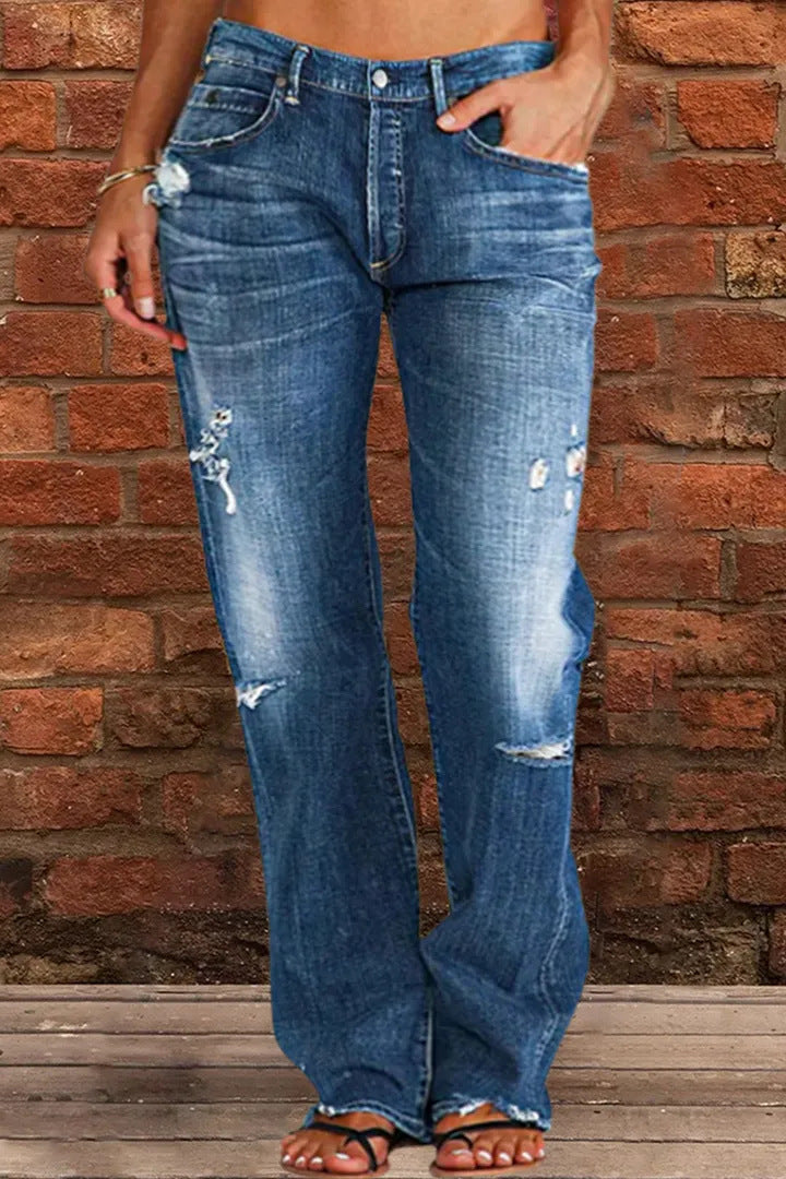 Ripped Jeans Loose Wide Leg Denim Pants Leisure Commuting Trousers Women's Clothing What Else You Got?