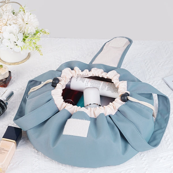 Women’s Barrel Drawstring Makeup Bag – Large‑Capacity Travel Cosmetic Organizer Pouch (Pink & Sky Blue) What Else You Got?