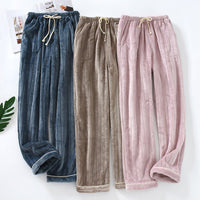 Couple Matching Fleece Pajama Pants – Warm Coral Fleece Lounge Pants