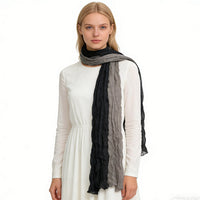 Khaki & Black Textured Crinkle Scarf – Casual Vacation & Office Scarf for Women & Men