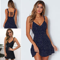 Summer Grace Polka Dot Sundress – Feminine & Flirty with V-Neck & Sleeveless Design