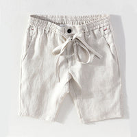 Men's Linen Shorts — Straight Fit Mid-Waist | Grey, Black & Hemp
