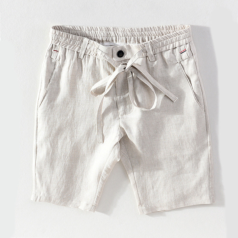 Straight Shorts Men's Comfortable Linen Mid-waist Solid Color Overalls Shorts What Else You Got?