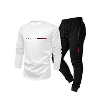 Men’s Casual Two-Piece Outfit Set – Lightweight Long-Sleeve Top & Pants in Faux Cotton (S–3XL)