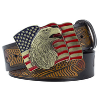 Unisex Eagle Buckle Leather Belt – Casual Fashion Accessory