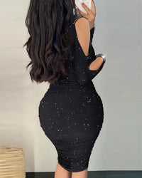 Women's Black Hooded Long-Sleeve Maxi Dress