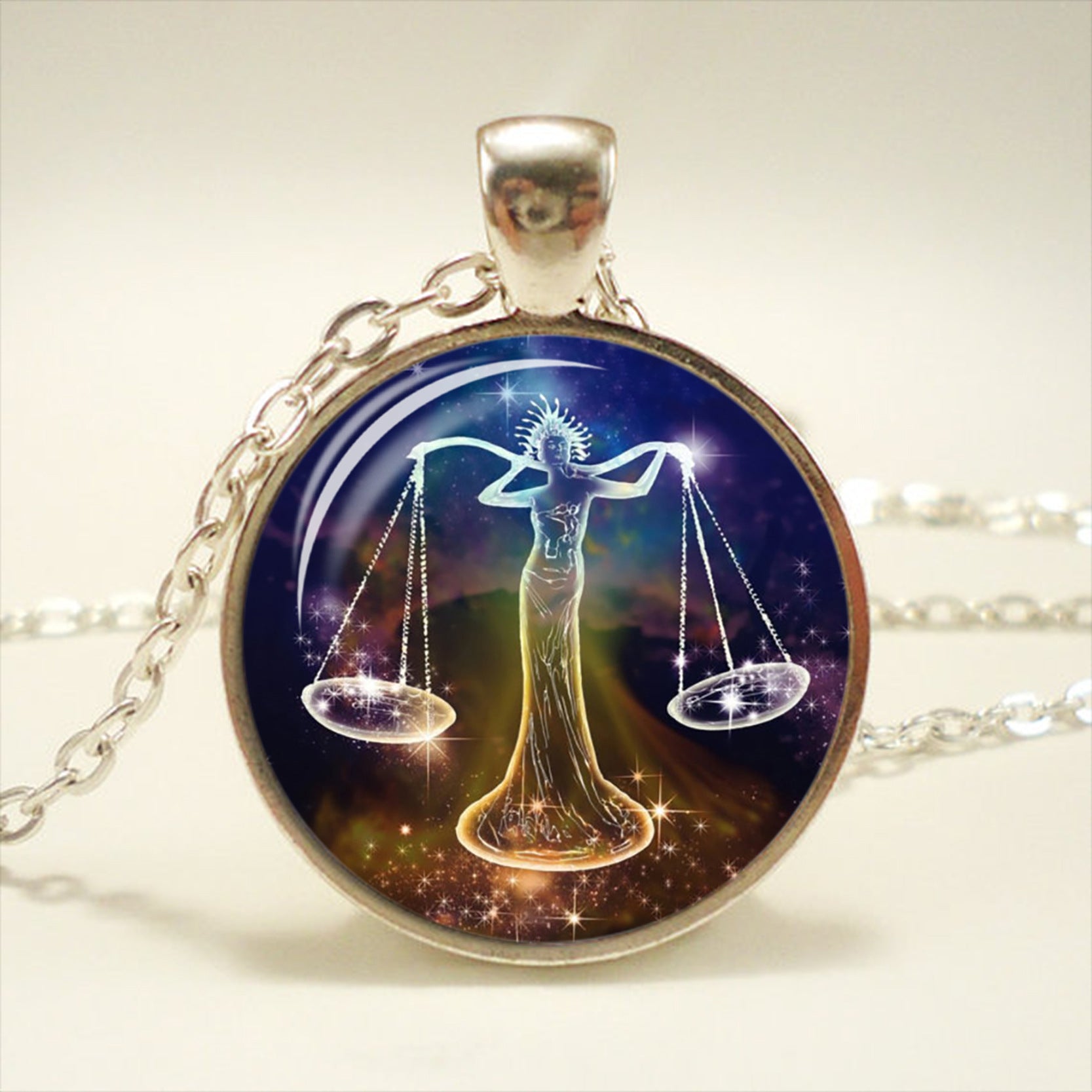 Zodiac Time Gemstone Glass Pendant Necklace What Else You Got?