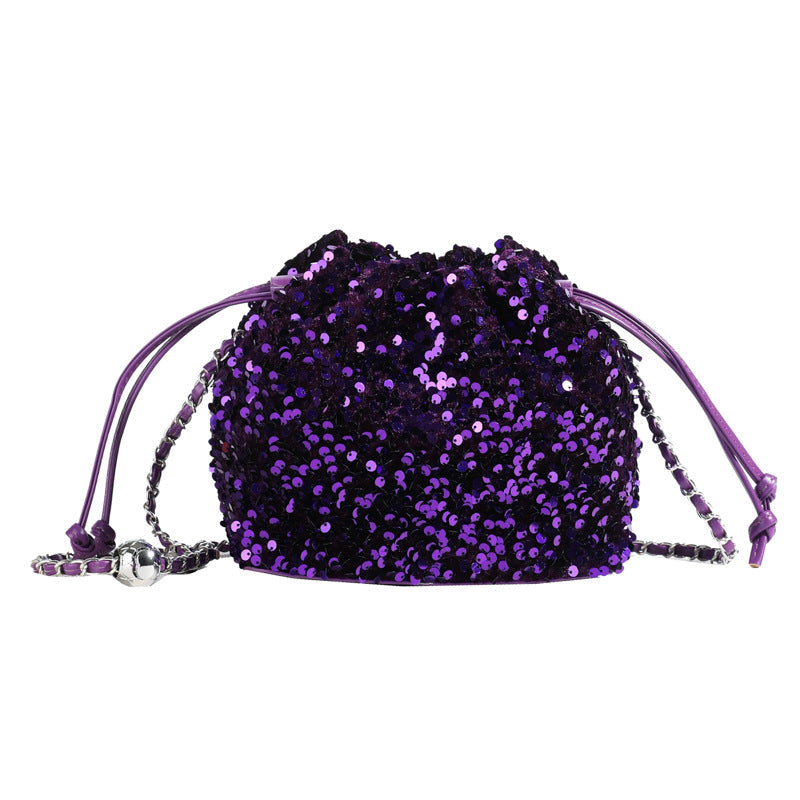 Mesh Patchwork Bucket Bag – Color‑Block Drawstring Crossbody with Chain Strap What Else You Got?