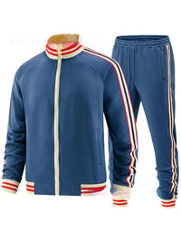 Men's Winter Fleece-Lined Casual Sports Suit - Two-Piece Set in Navy, Royal Blue & More
