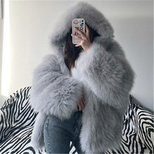 Oversized Furry Hooded Top – Cozy Autumn/Winter Plush Pullover (One Size, Women’s) What Else You Got?