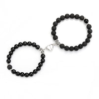 Magnetic Couple Bracelets Set – Heart Magnet Natural Stone Matching Bracelets