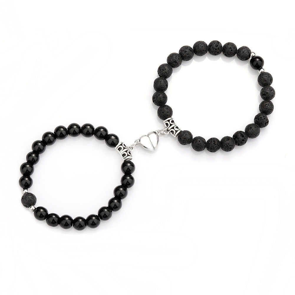 Magnetic Couple Bracelets Set – Natural Stone Heart Magnet Distance Bracelets for Couples What Else You Got?