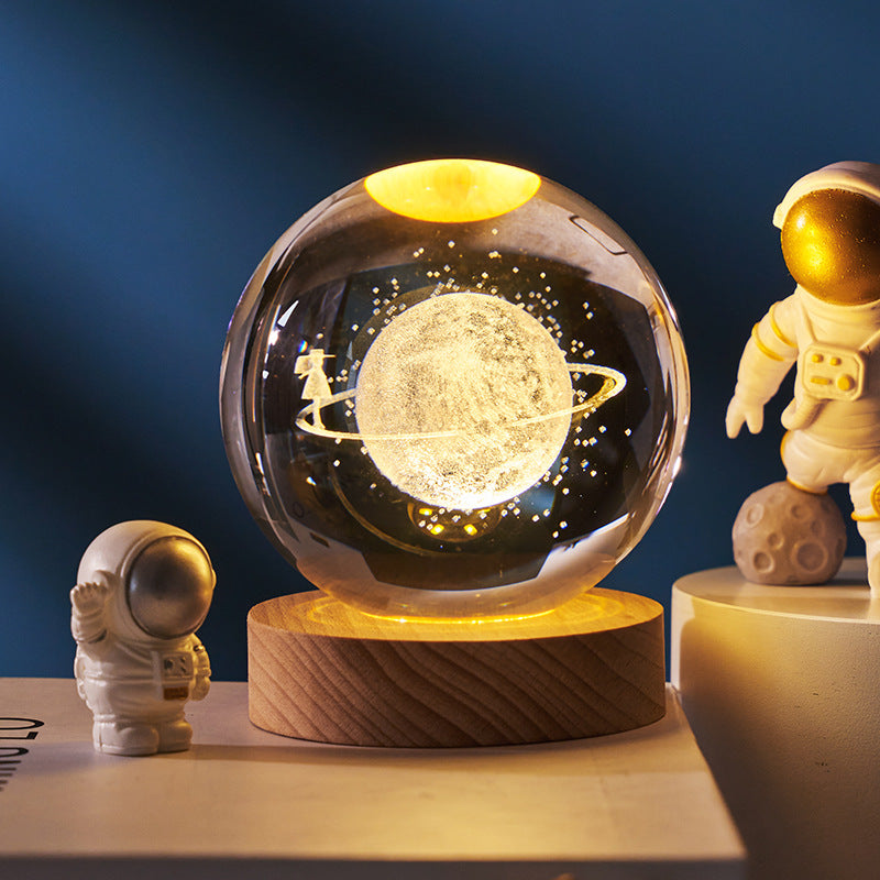 Luminous Starry Sky And Planets Moon Moon Crystal Ball Small Night Lamp Projection Ambience Light Creative Gift New Strange Gift What Else You Got?