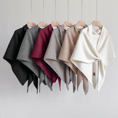 Women’s Winter Triangular Knit Shawl – Warm Solid-Color Neck Wrap 185 × 76 cm