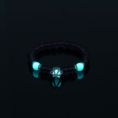 Glow-in-the-Dark Purple Pumpkin Bracelet – Glass Bead Halloween Jewelry