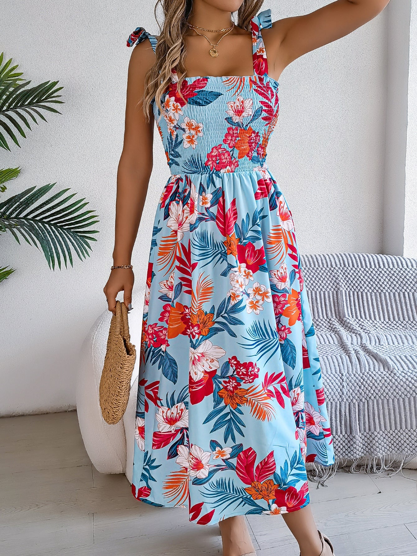 Flowers Print Suspender Corset Dress Ins Fashion Holiday Beach Long Dresses Summer Clothing For Women What Else You Got?