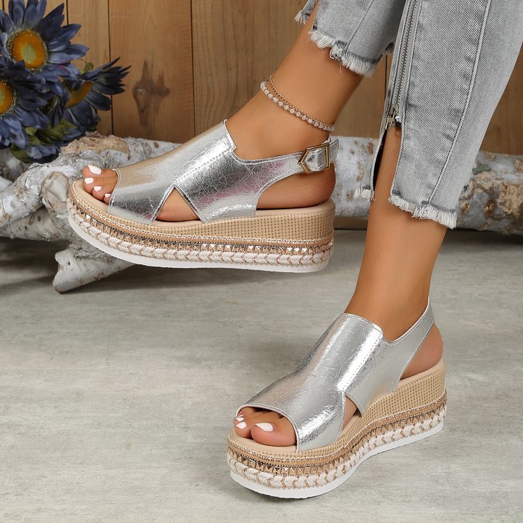 Summer Shiny Sandals Hollow Design Fish Mouth Sandal For Women Fashion Buckle Wedges Shoes What Else You Got?