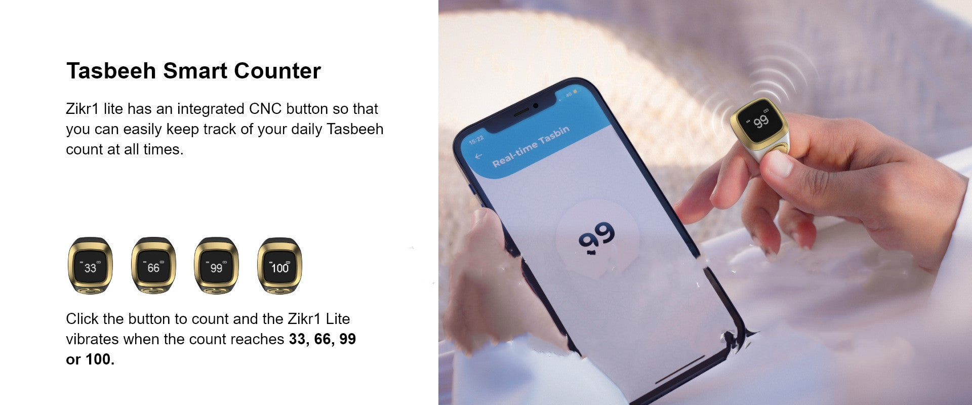 Smart Tasbih Ring – Bluetooth Muslim Prayer Counter Ring with OLED Display What Else You Got?