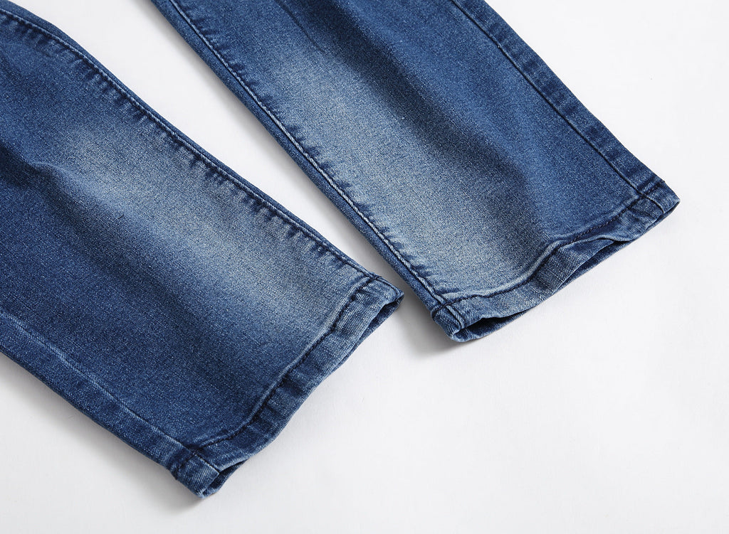 Multi-holes, Blue Elastic Men's Jeans Slim-fitting Small Straight What Else You Got?